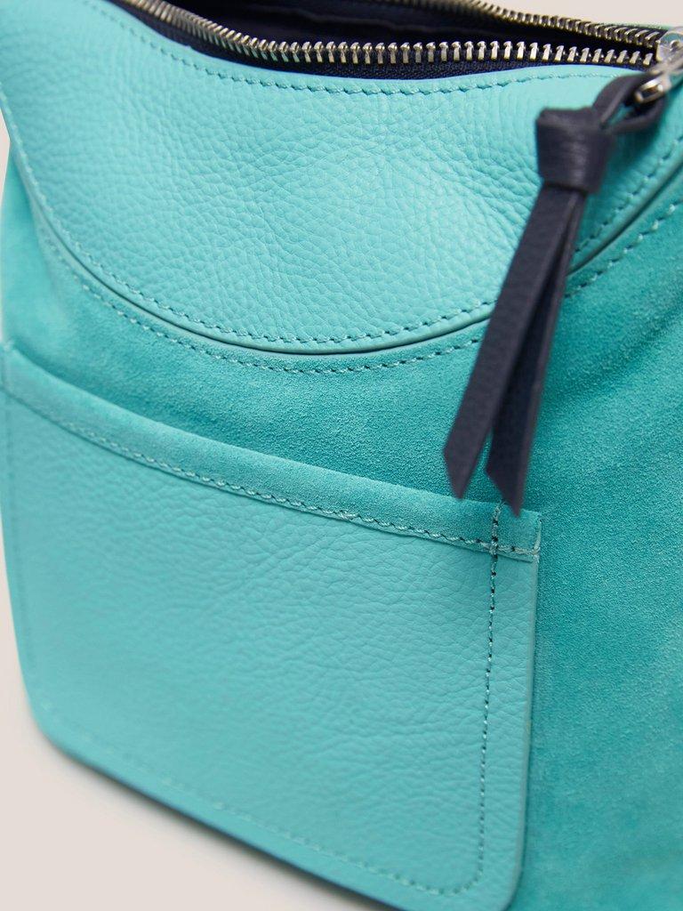 Mini Fleur Suede Crossbody in BRT TEAL - FLAT DETAIL