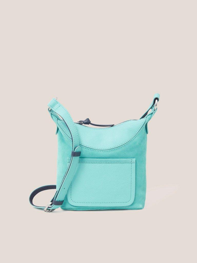 Mini Fleur Suede Crossbody in BRIGHT TEAL