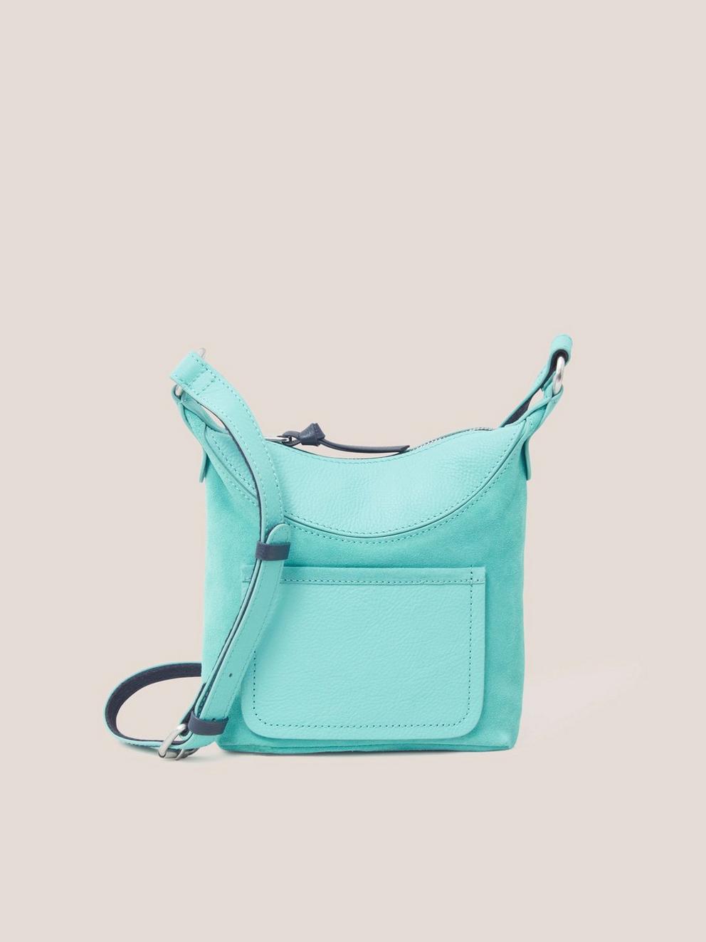 Mini Fleur Suede Crossbody in BRT TEAL - LIFESTYLE