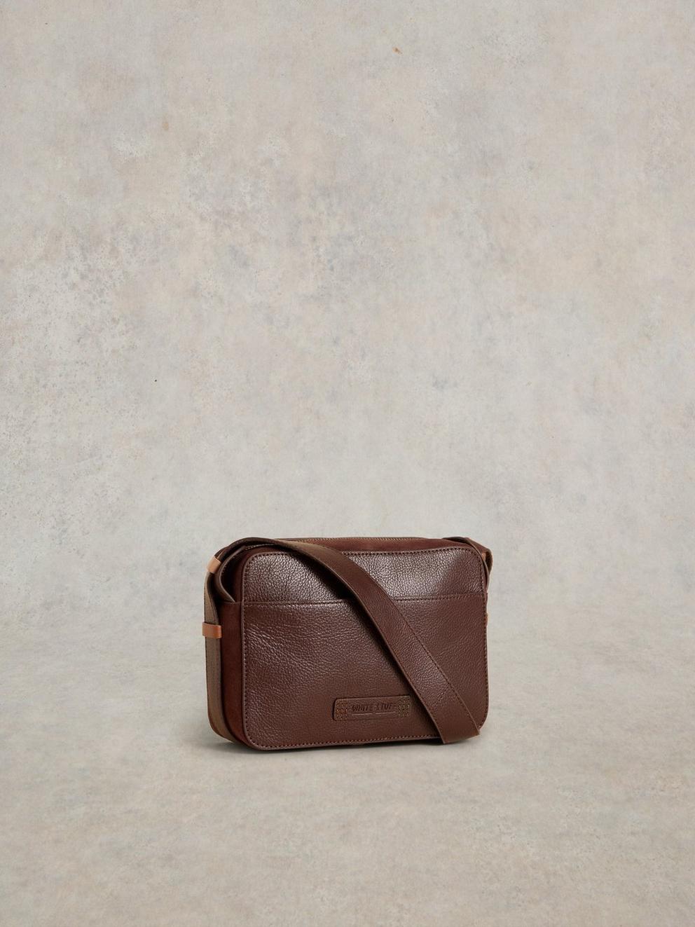 Lola Leather Camera Bag in BROWN MLT - FLAT BACK