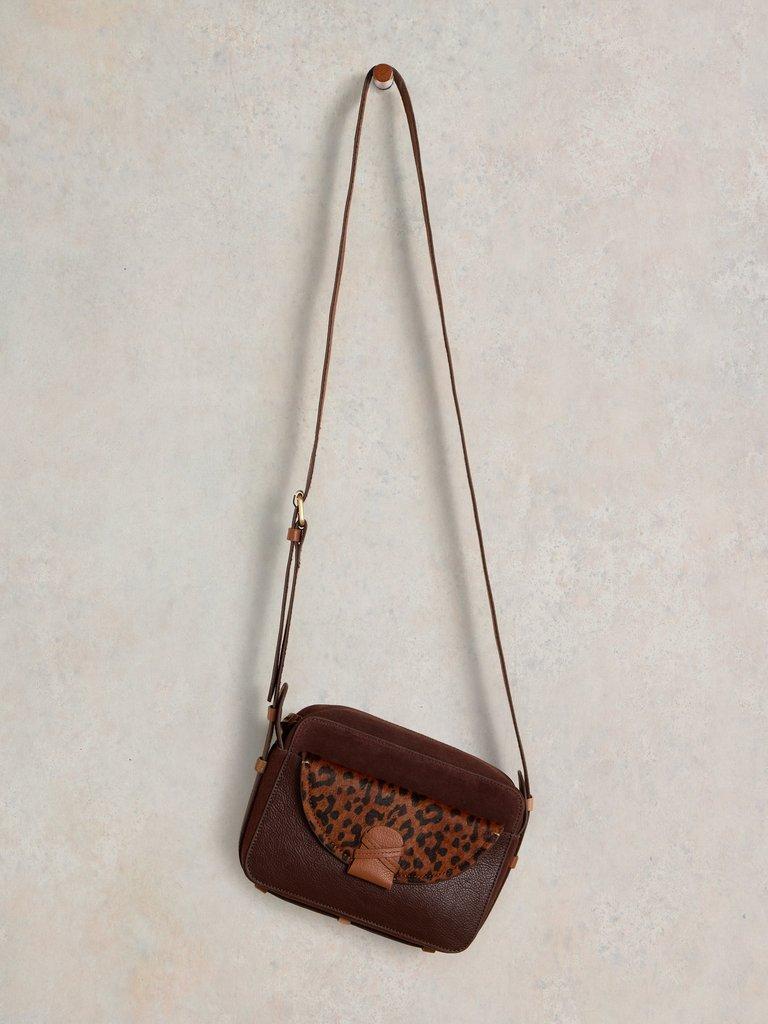 Lola Leather Camera Bag in BROWN MLT - FLAT FRONT