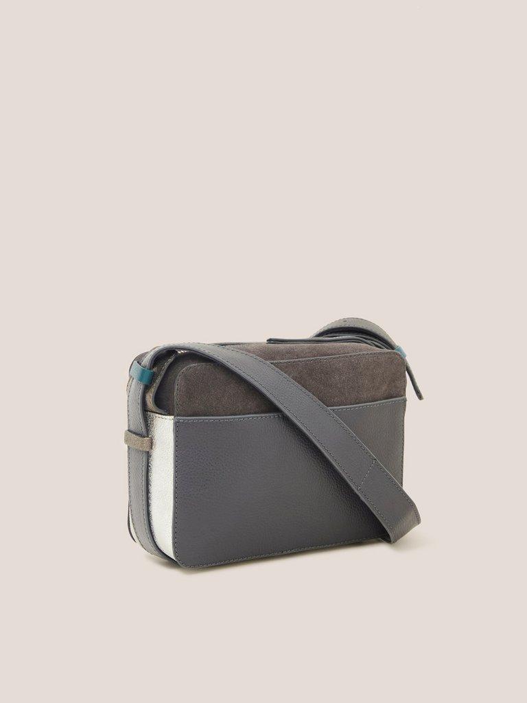 Lola Leather Camera Bag in GREY MLT - FLAT BACK