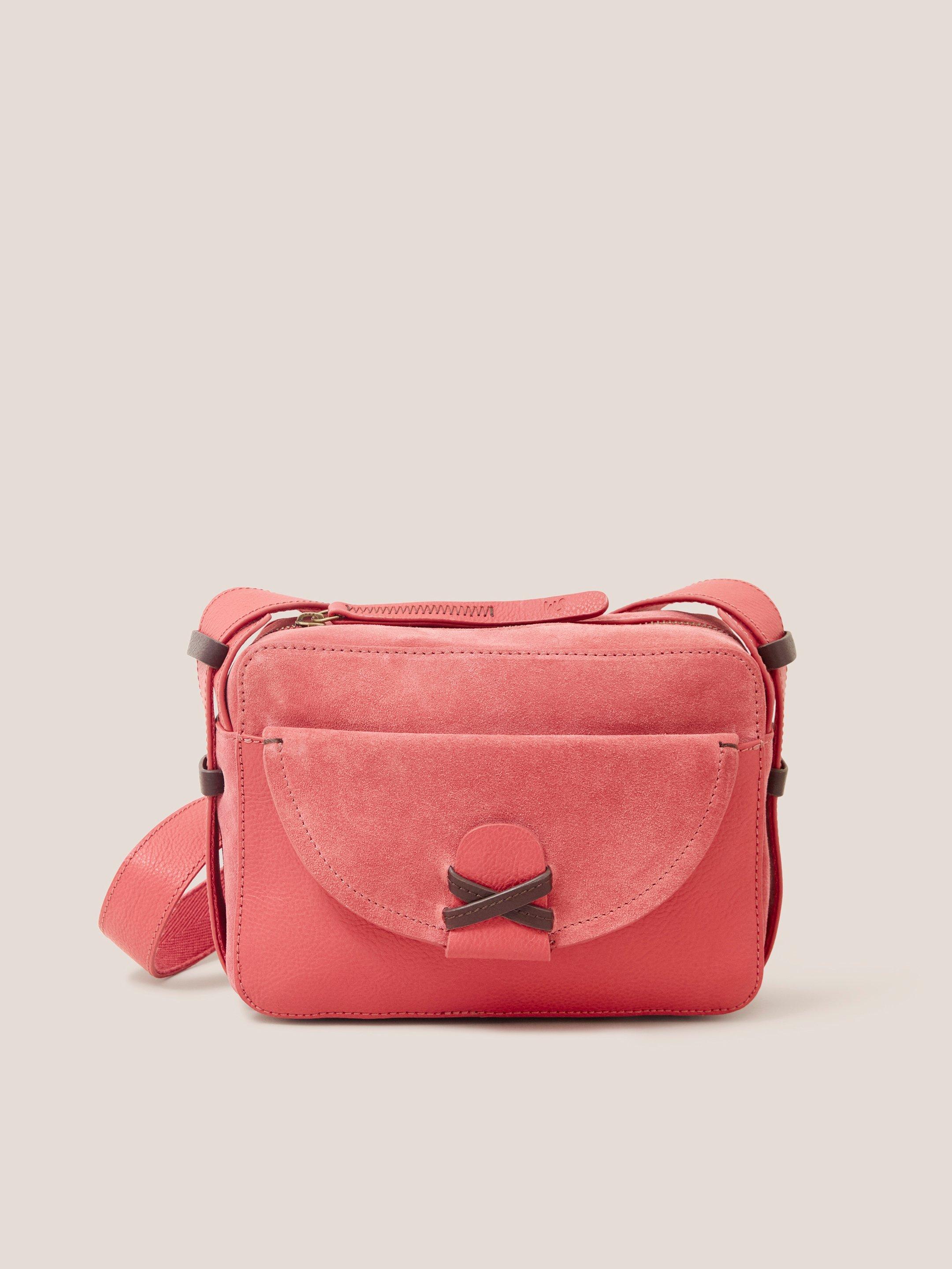 Lola Leather Camera Bag in MID PINK - LIFESTYLE