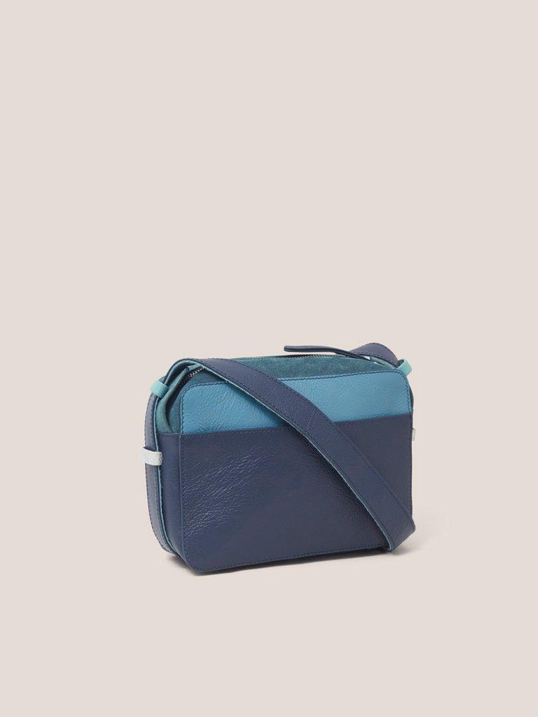 Lola Leather Camera Bag in NAVY MULTI - FLAT BACK