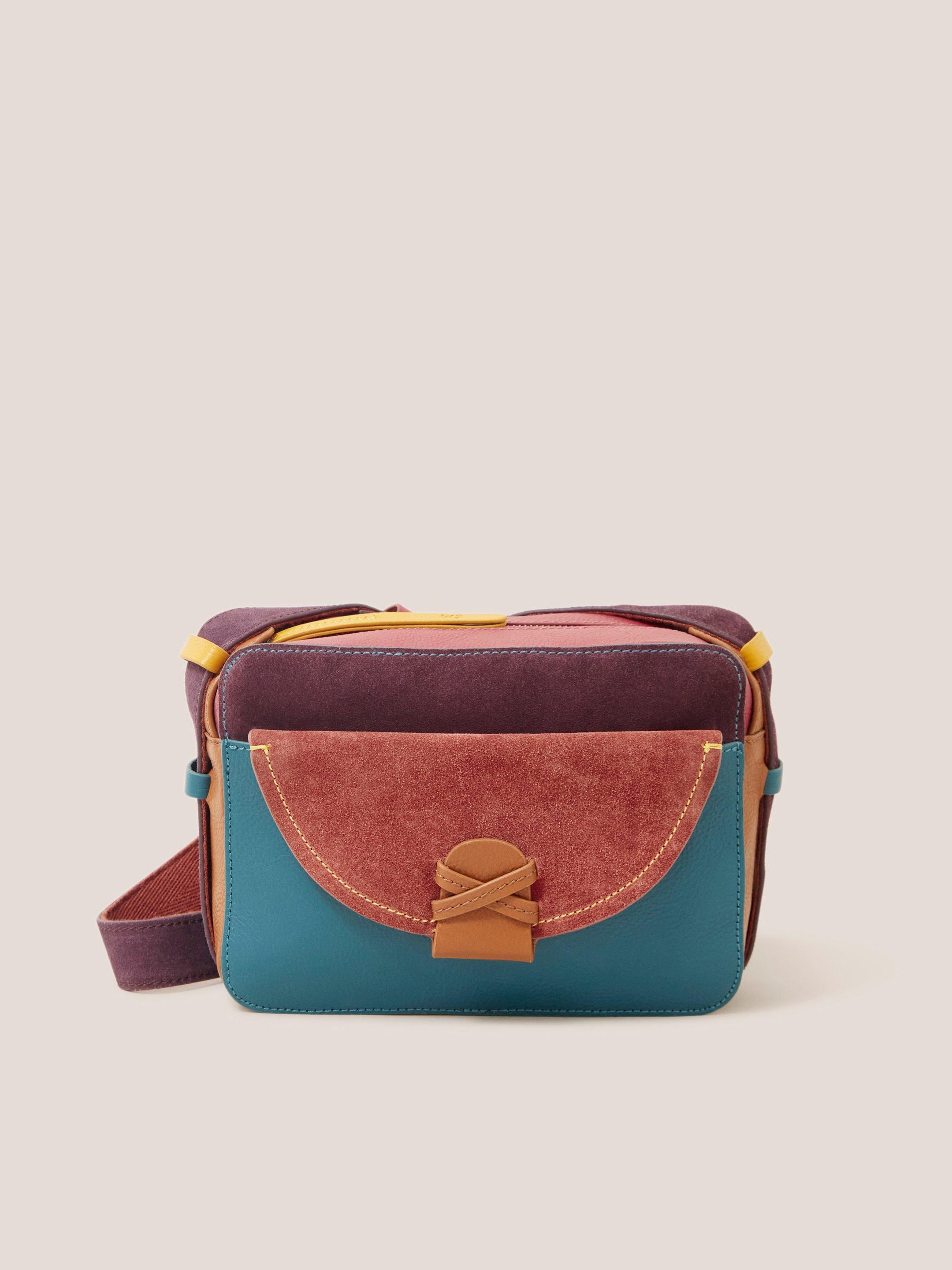 Lola Leather Camera Bag in TAN MULTI - LIFESTYLE
