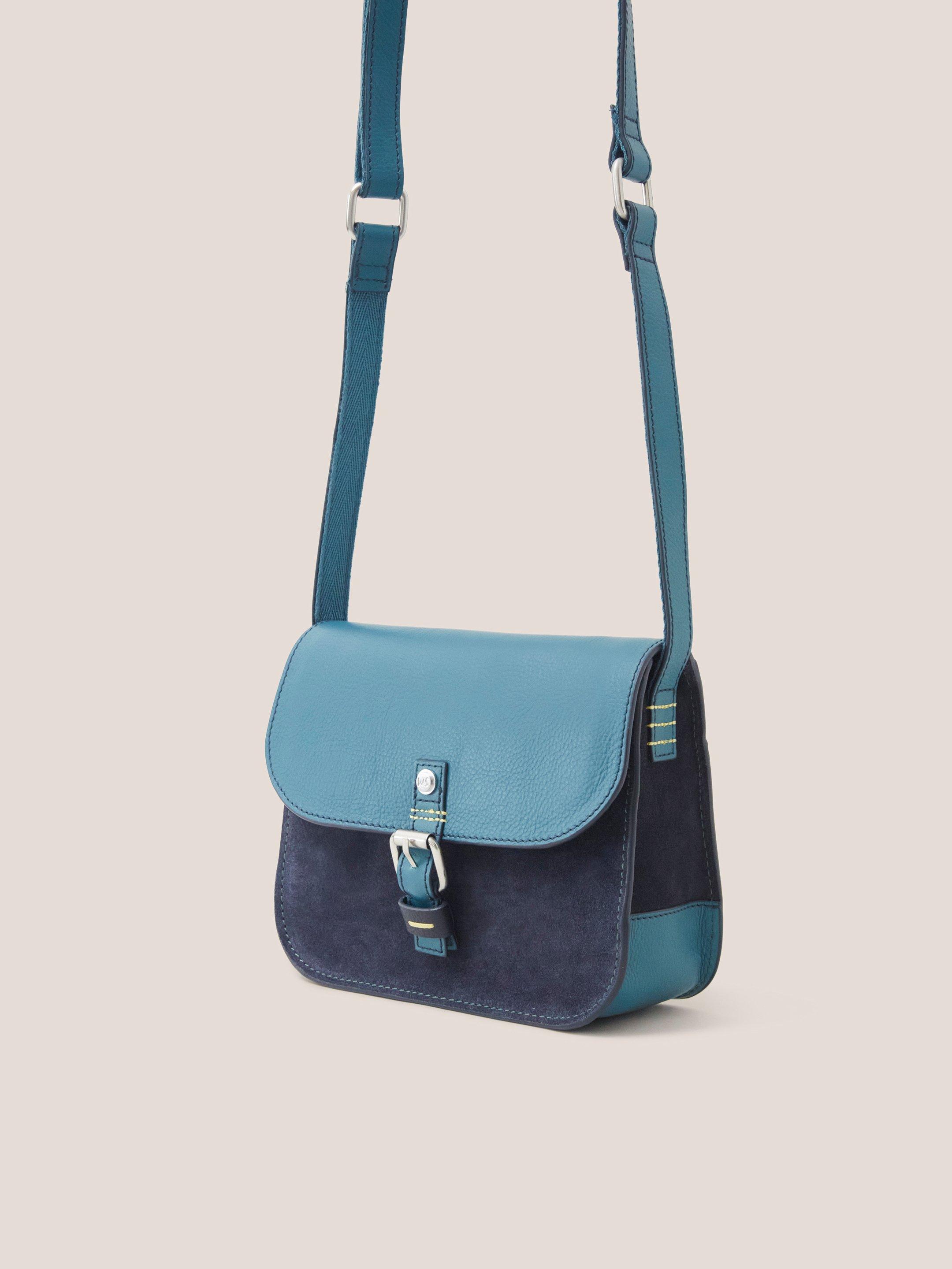 Eve Leather Satchel in TEAL MLT - MODEL FRONT