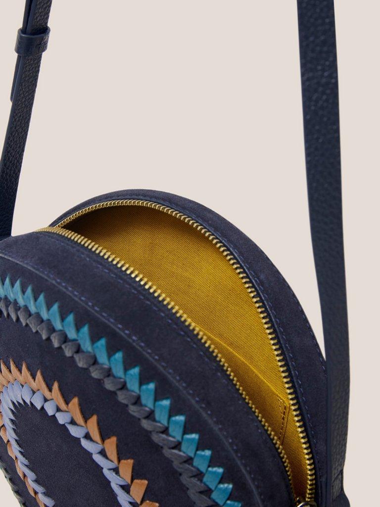 Whipstitch Circular Bag in NAVY MULTI - FLAT DETAIL