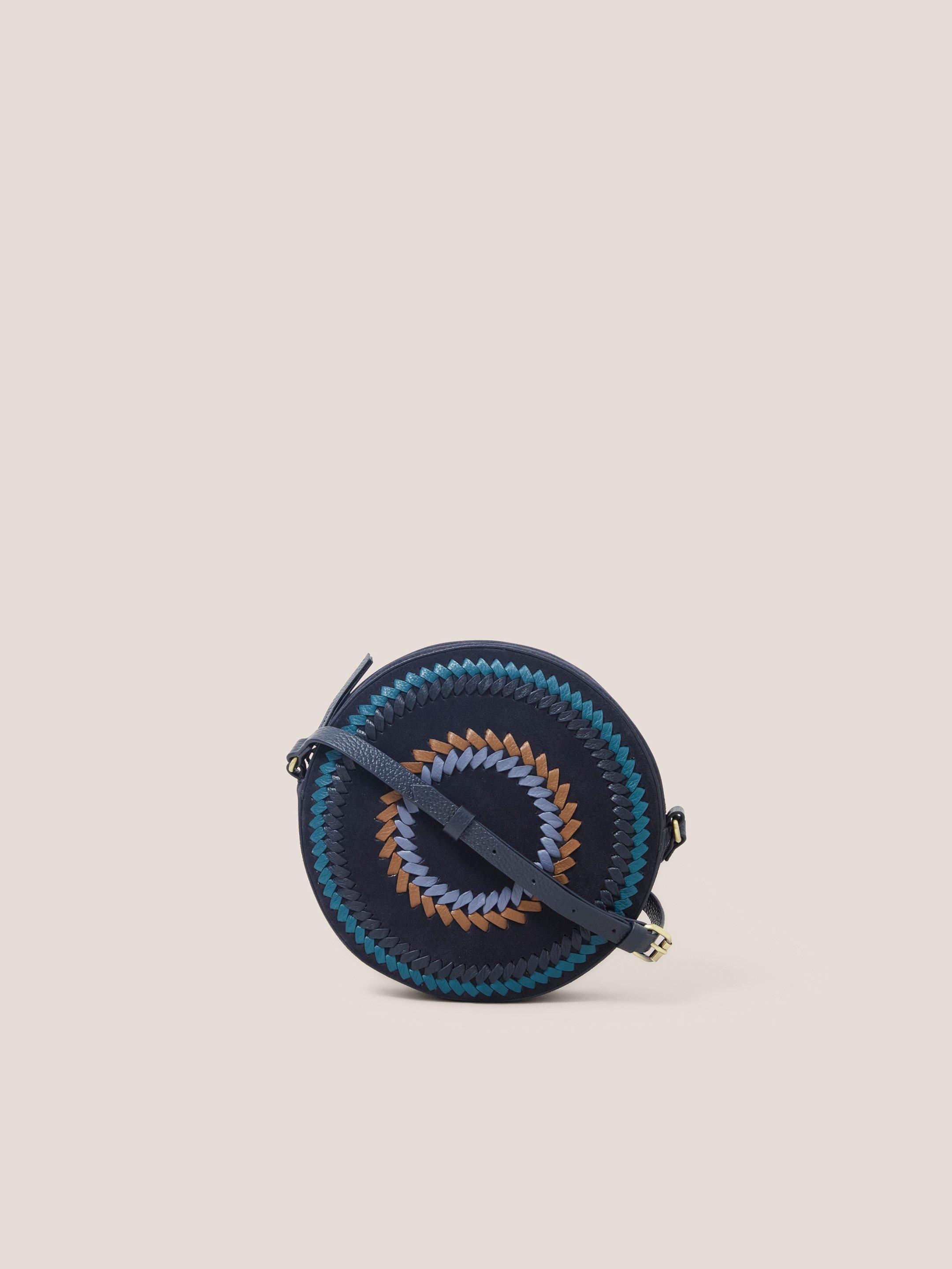 Whipstitch Circular Bag in NAVY MULTI - MODEL FRONT
