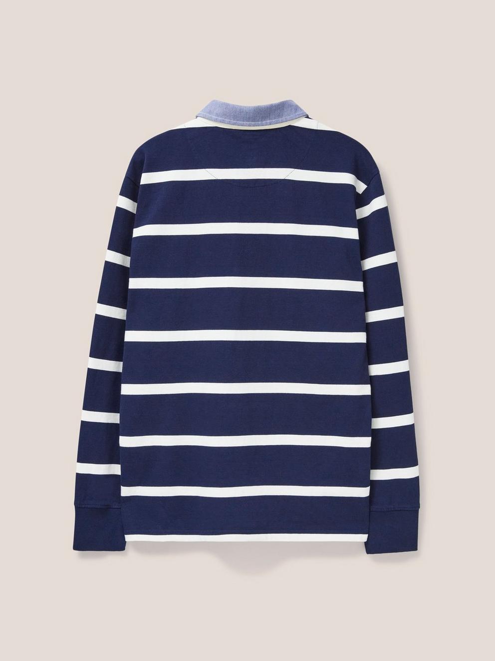 Raven Striped Rugby in DARK NAVY - FLAT BACK