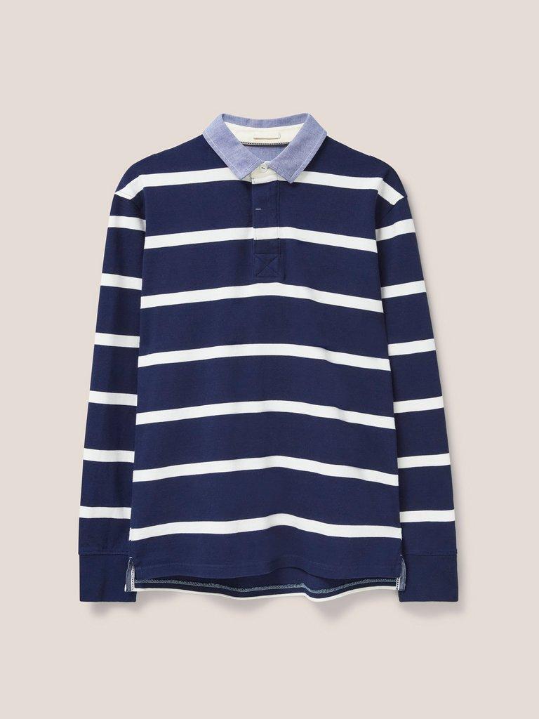 Raven Striped Rugby in DARK NAVY - FLAT FRONT