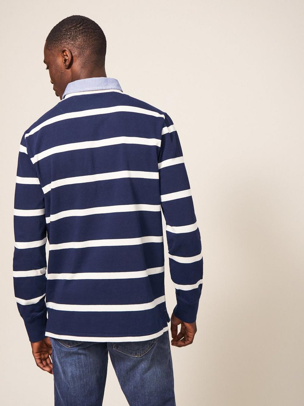 Raven Striped Rugby in DARK NAVY - MODEL BACK