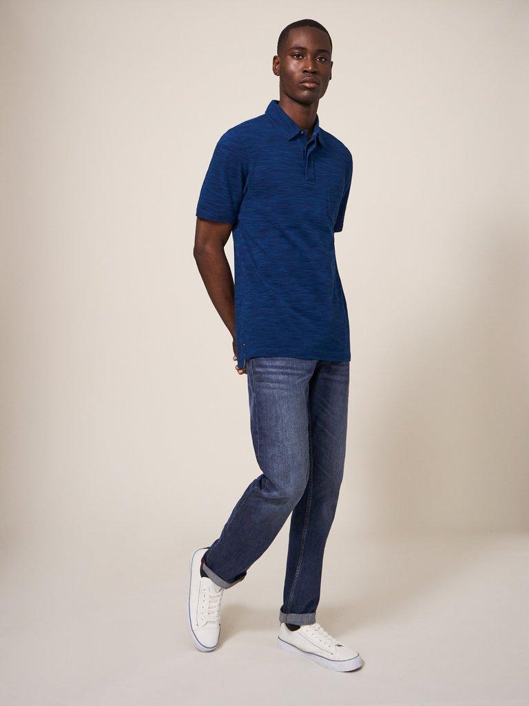 Spacedye Polo in DARK NAVY - MODEL DETAIL