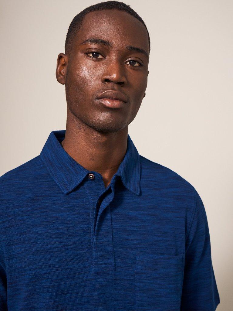 Spacedye Polo in DARK NAVY - MODEL FRONT