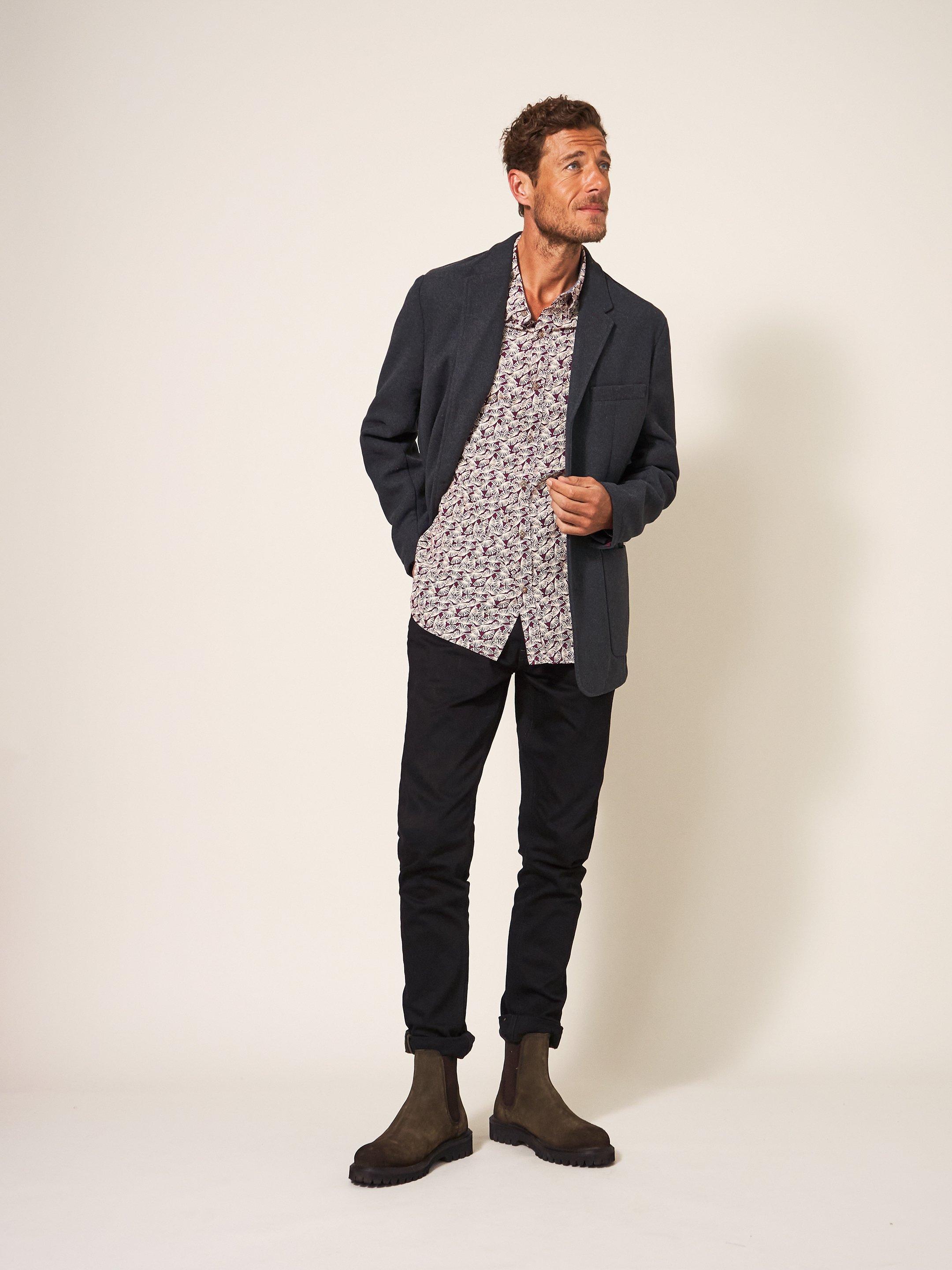 Finn Melton Jacket  in CHARC GREY - MODEL FRONT