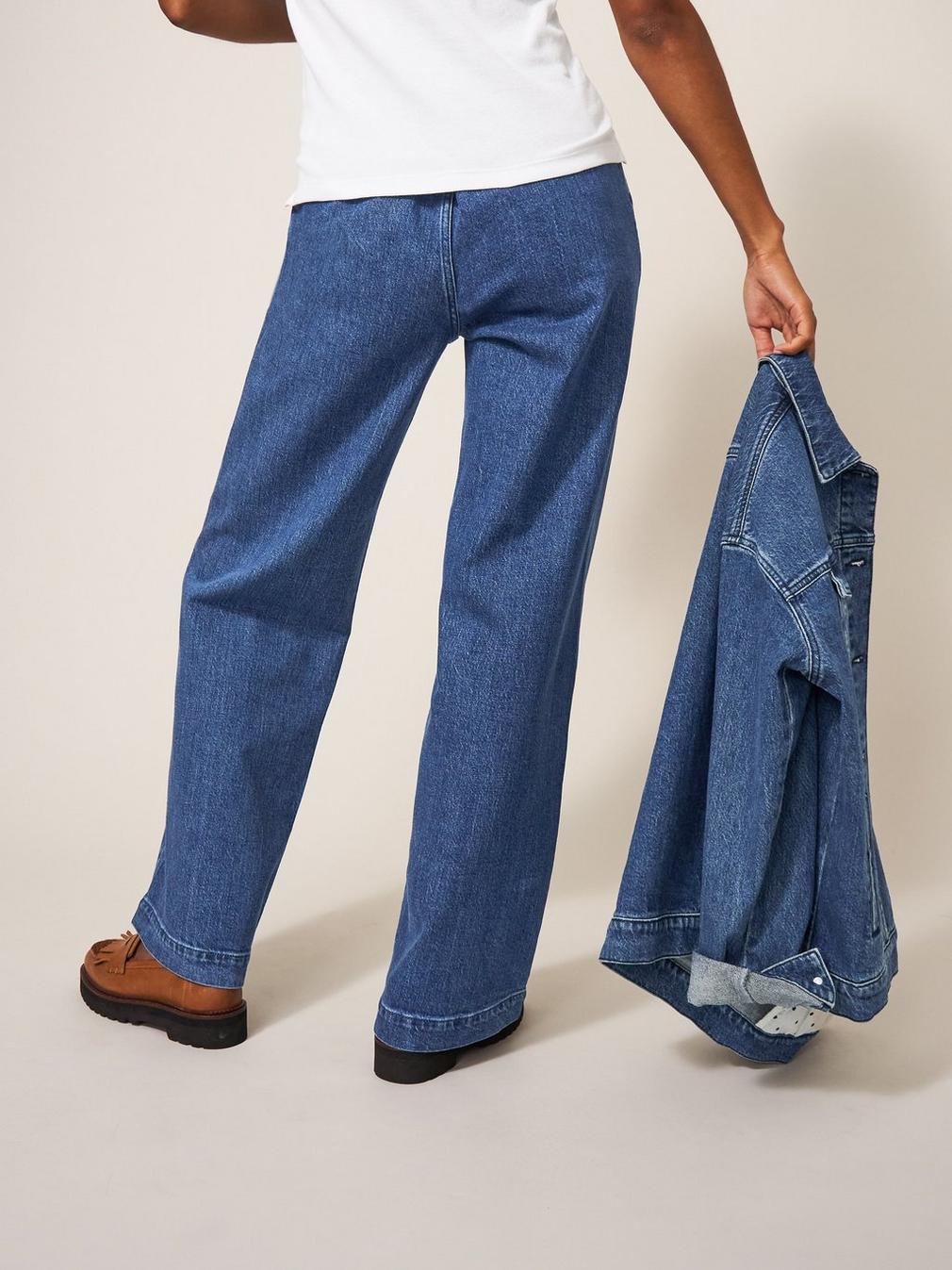 Sadie Wide Leg Jean in DK DENIM - MODEL BACK