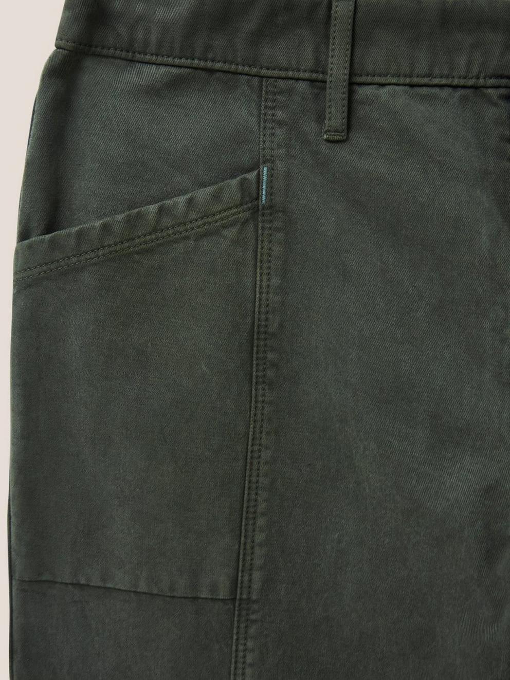 Thea Full Length Trouser in KHAKI GRN - FLAT DETAIL