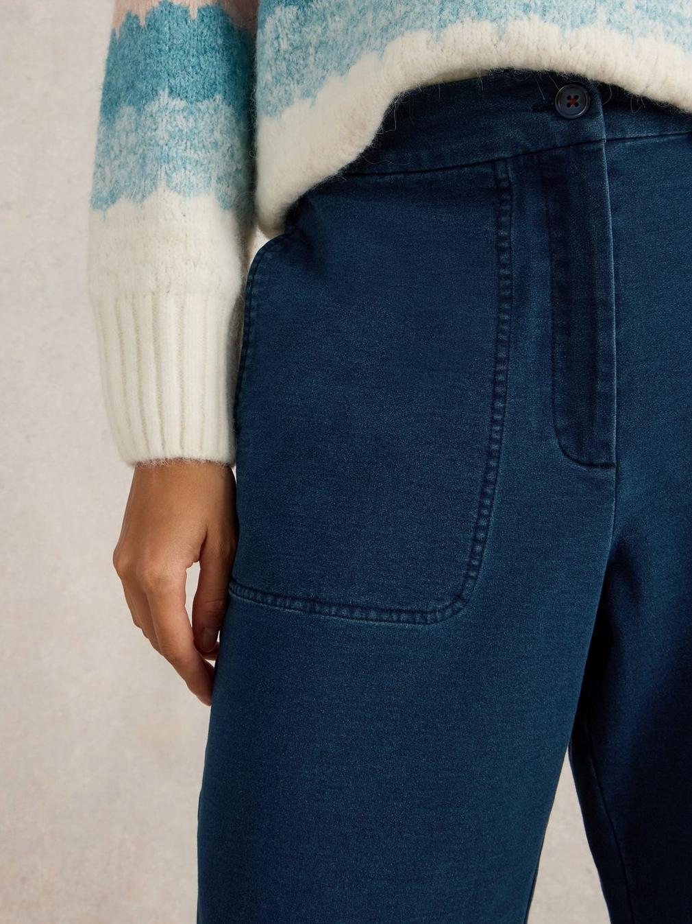 Belle Jersey Wide Leg Crop in DK DENIM - MODEL DETAIL