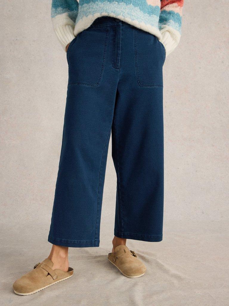 White Stuff Jersey Wide Leg Crop Trousers, Dark Denim at John Lewis &  Partners