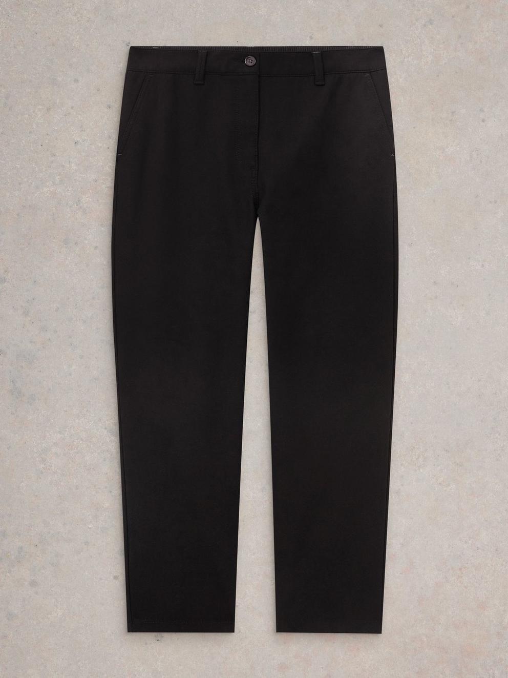 Savannah Stretch Trousers in PURE BLK - FLAT FRONT