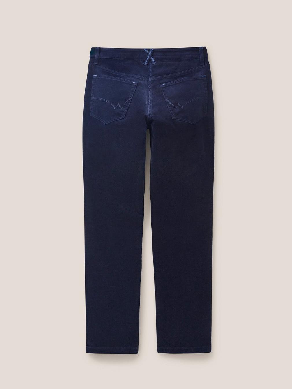 Brooke Mid Rise Cord Trouser in DARK NAVY - FLAT BACK