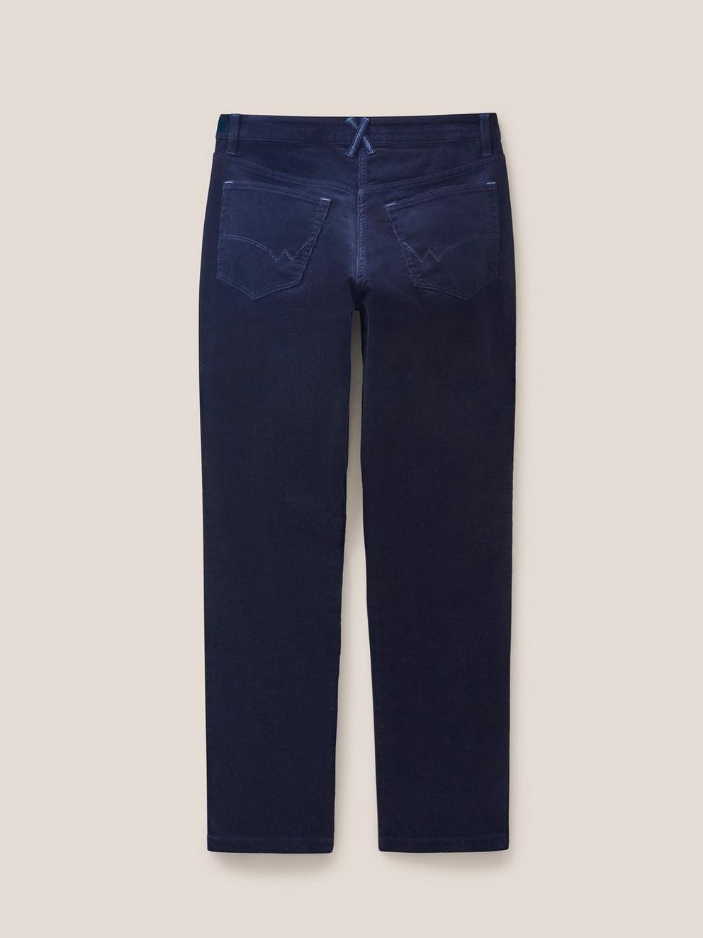 Brooke Mid Rise Cord Trouser in DARK NAVY - FLAT BACK