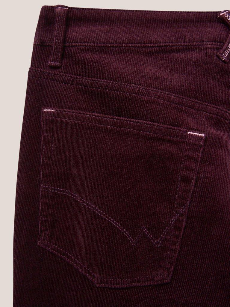 Brooke Mid Rise Cord Trouser in DK PLUM - FLAT DETAIL