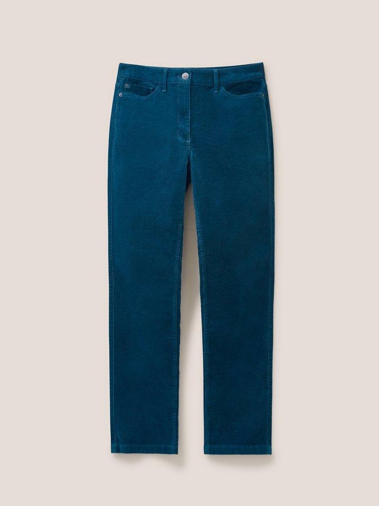 Brooke Mid Rise Cord Trouser in DK TEAL - FLAT FRONT