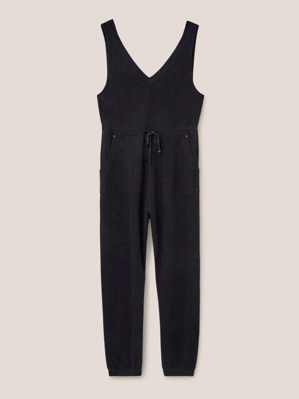Lainey Jersey Jumpsuit in PURE BLK - FLAT FRONT