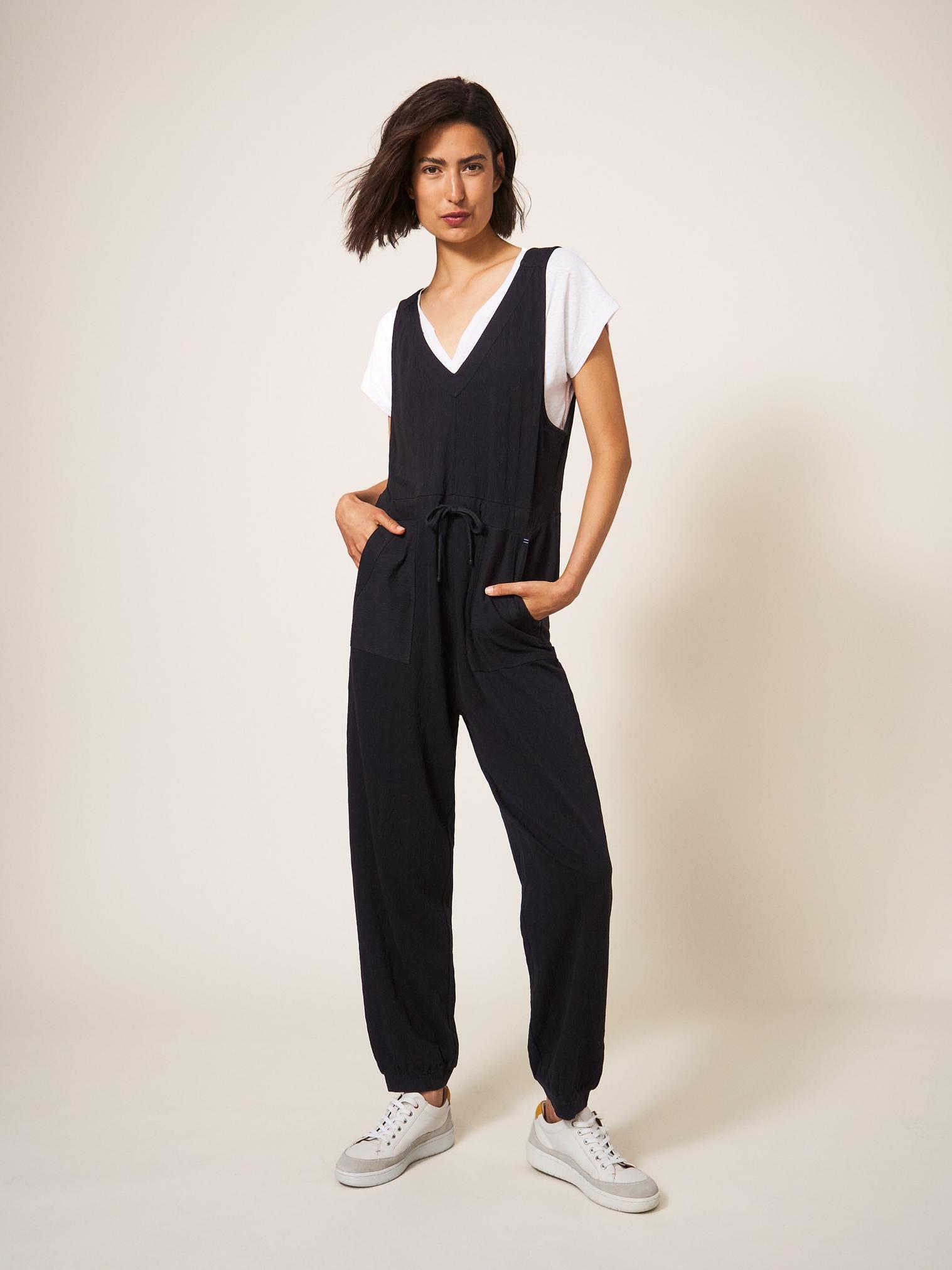 Black 2024 shirt jumpsuit