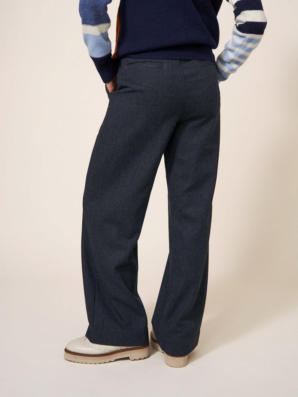 Belle Tweedy Wide Leg Trousers in GREY MLT - MODEL BACK