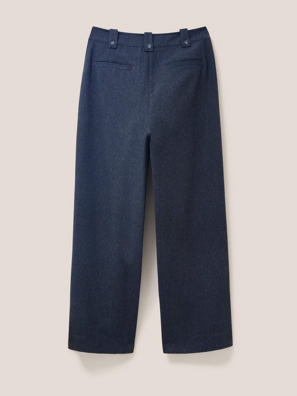 Belle Tweedy Wide Leg Trousers in NAVY MULTI - FLAT BACK