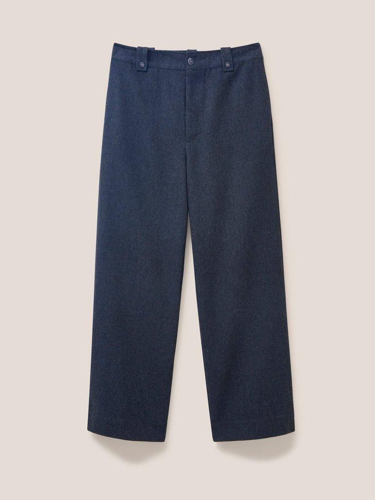 Belle Tweedy Wide Leg Trousers in NAVY MULTI - FLAT FRONT