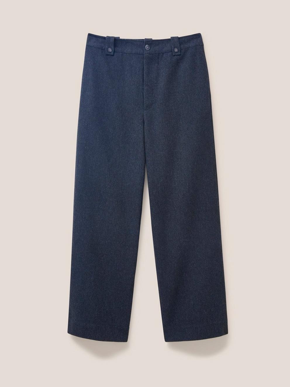 Belle Tweedy Wide Leg Trousers in NAVY MULTI - FLAT FRONT