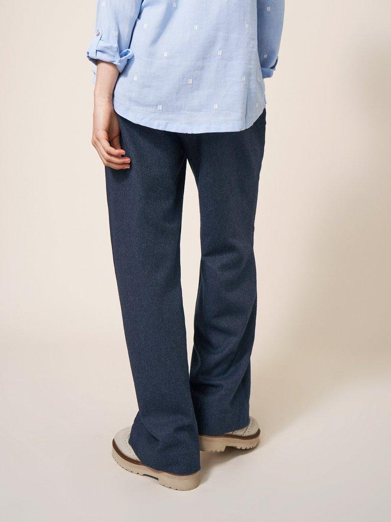 Belle Tweedy Wide Leg Trousers in NAVY MULTI - MODEL BACK