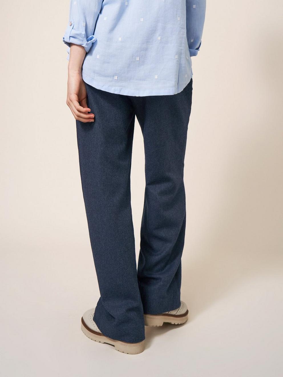 Belle Tweedy Wide Leg Trousers in NAVY MULTI - MODEL BACK