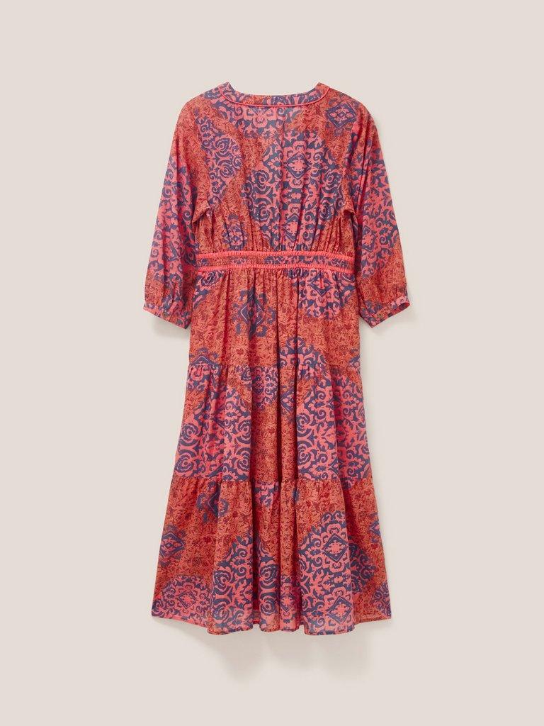 Jenna Printed Midi Dress in RED MLT - FLAT BACK