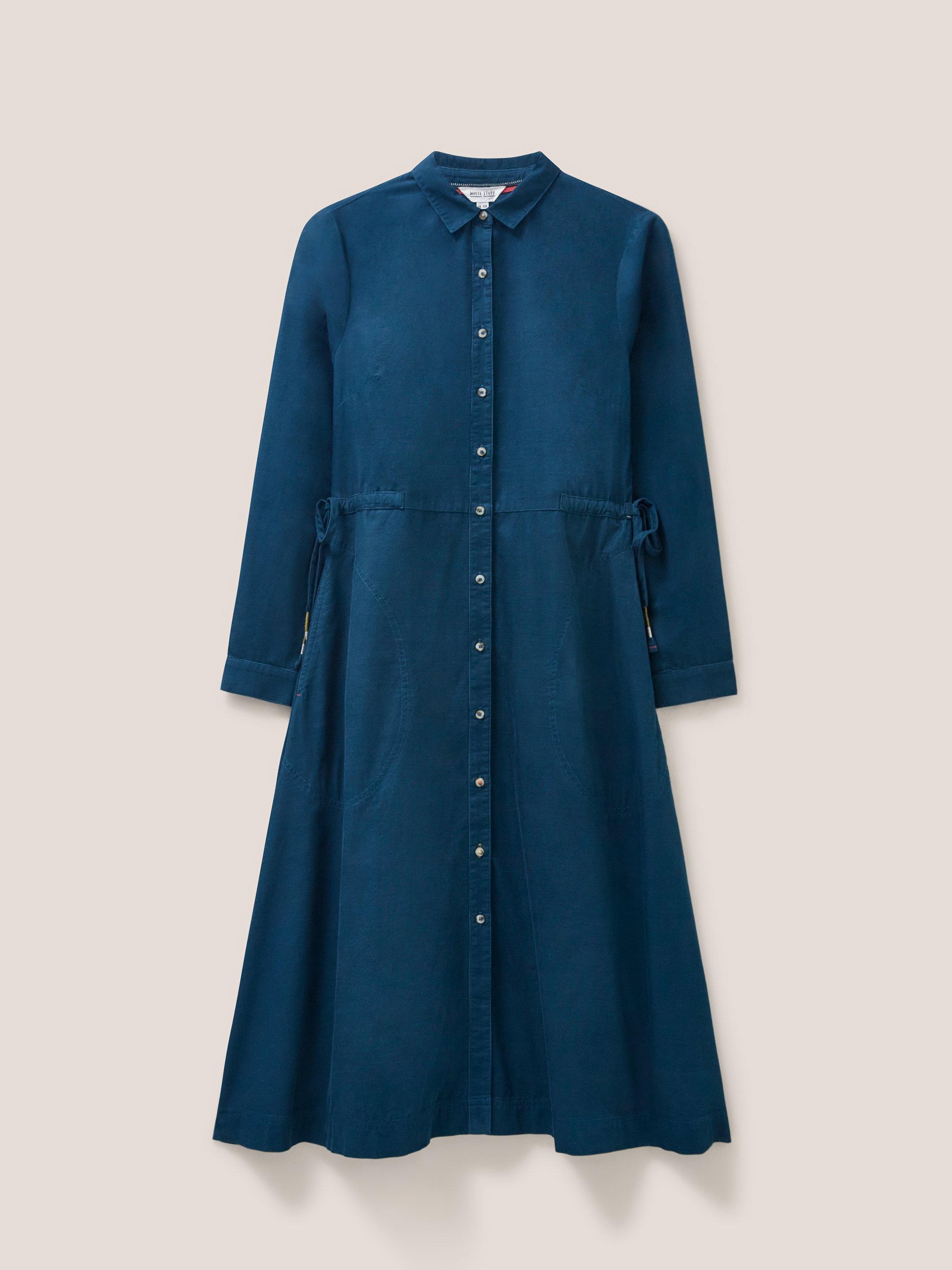 Jade Cord Shirt Midi Dress in DK TEAL | White Stuff