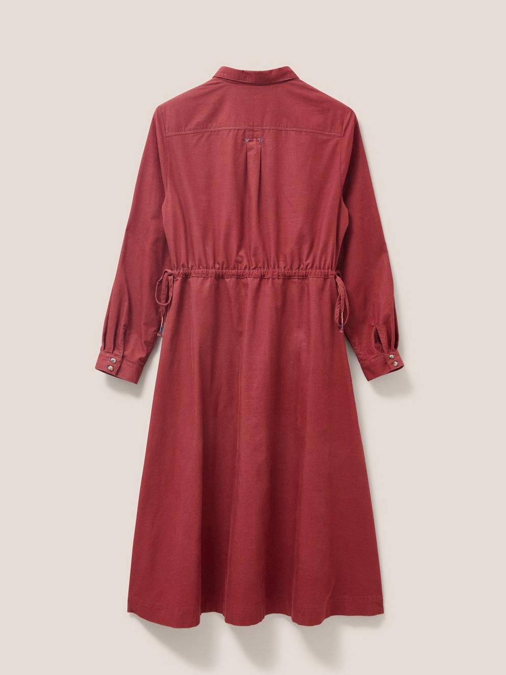 Jade Cord Shirt Midi Dress in MID PLUM - FLAT BACK