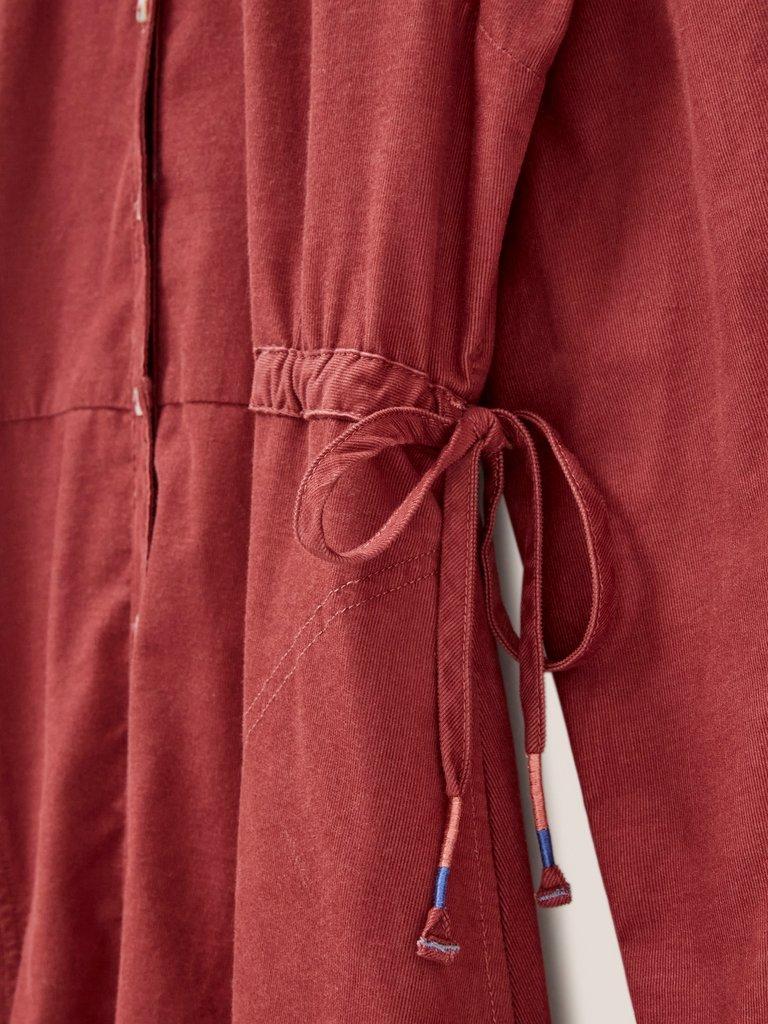 Jade Cord Shirt Midi Dress in MID PLUM - FLAT DETAIL