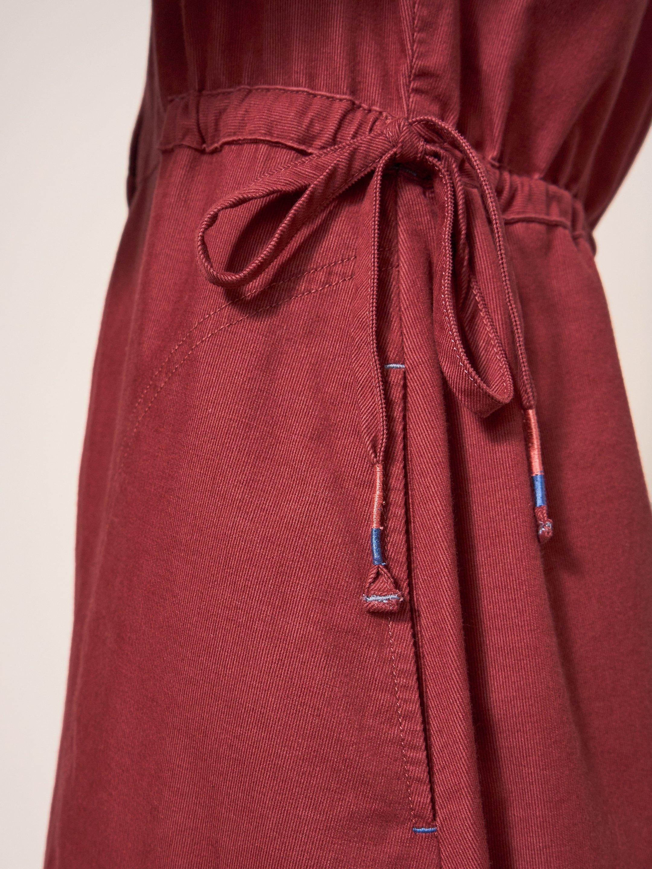 Jade Cord Shirt Midi Dress in MID PLUM - MODEL DETAIL