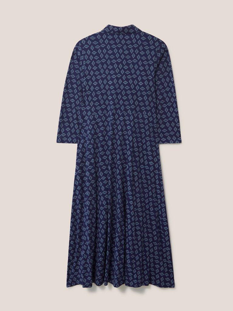 Rua Printed Midi Dress in NAVY MULTI - FLAT BACK