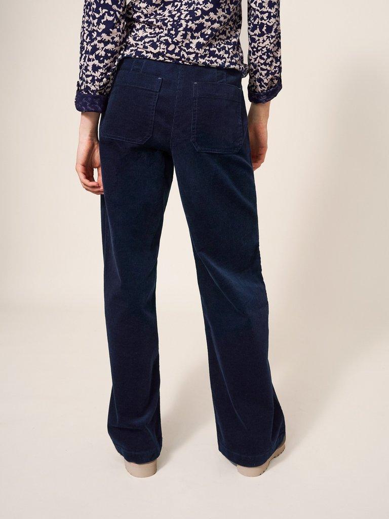 Cord Pocket Front Wide Leg Jeans