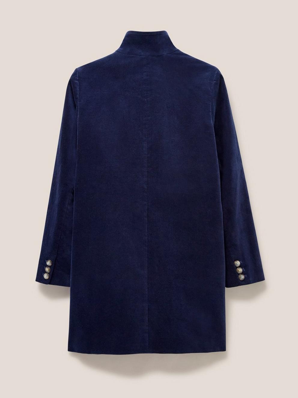 Karla Smart Velvet Coat in DARK NAVY - FLAT BACK