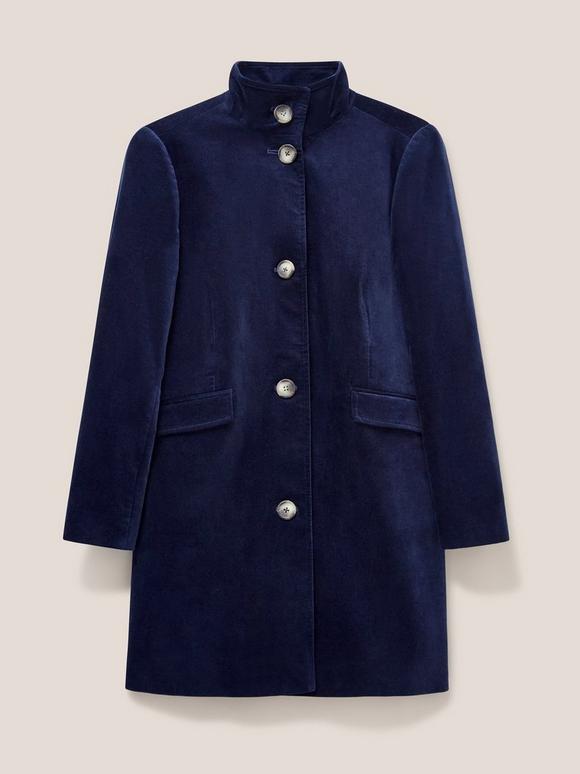 NWT Grove XS Peacoat Velvet Karla Velvet Peacoat in PURE BLACK | White Stuff main image 3