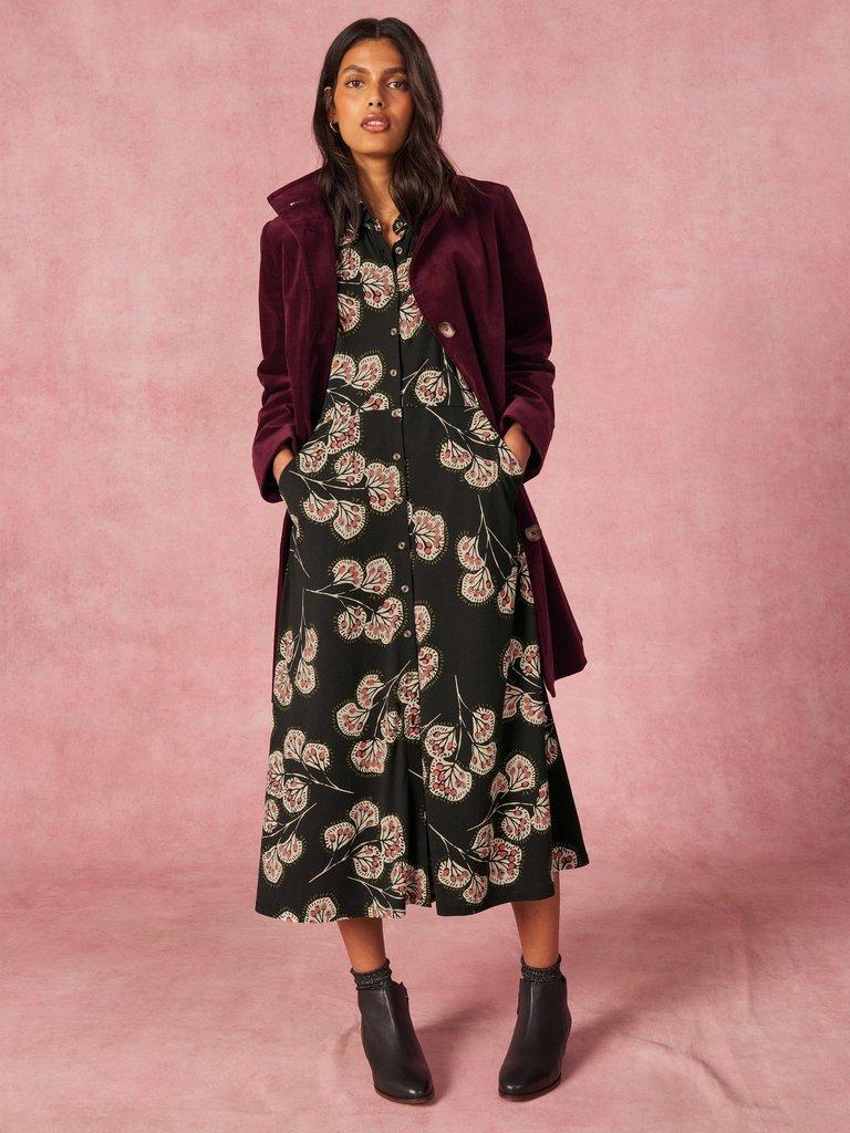 Karla Smart Velvet Coat in DK PLUM - MIXED