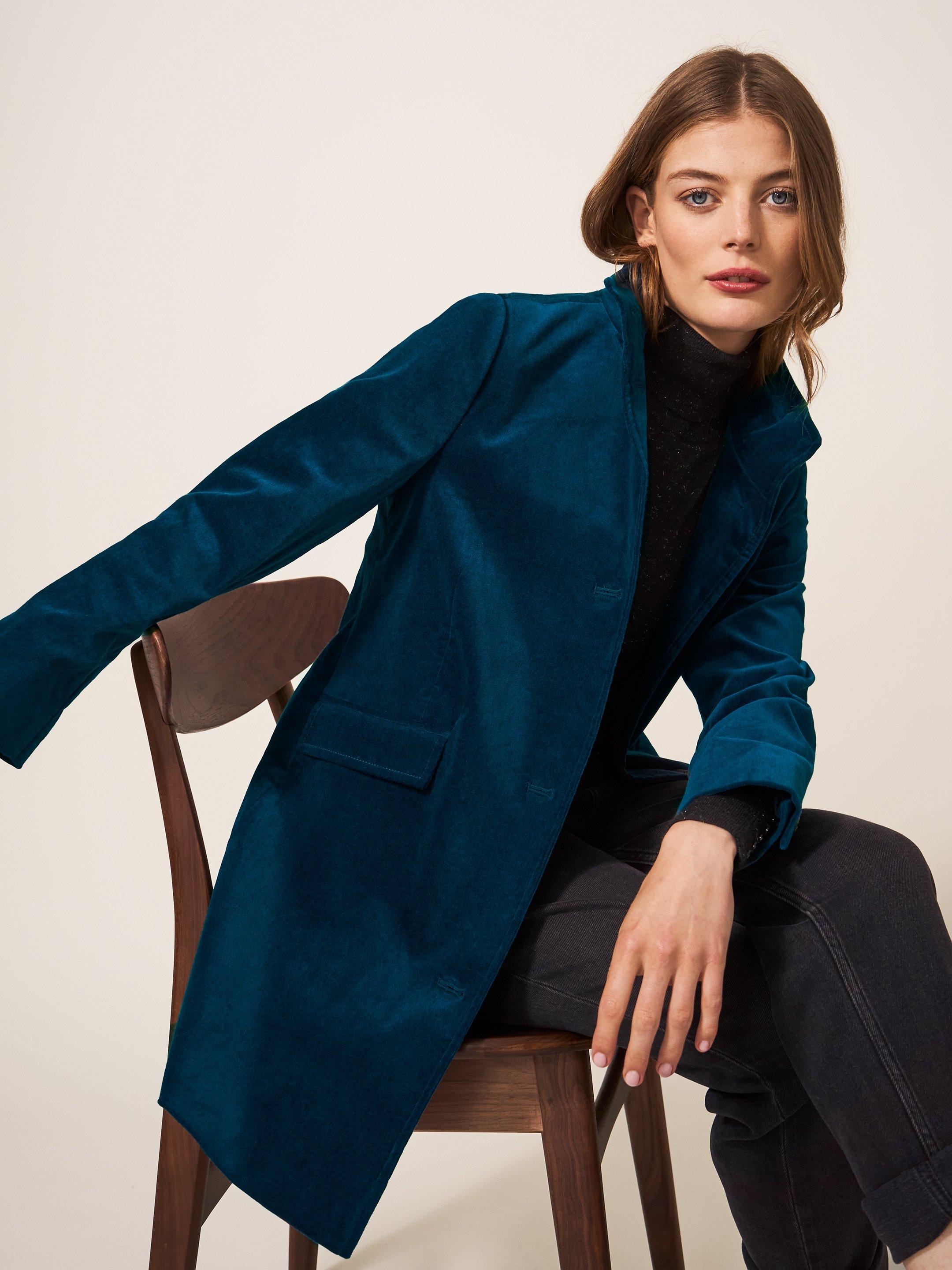 Blue velvet sale coat ladies