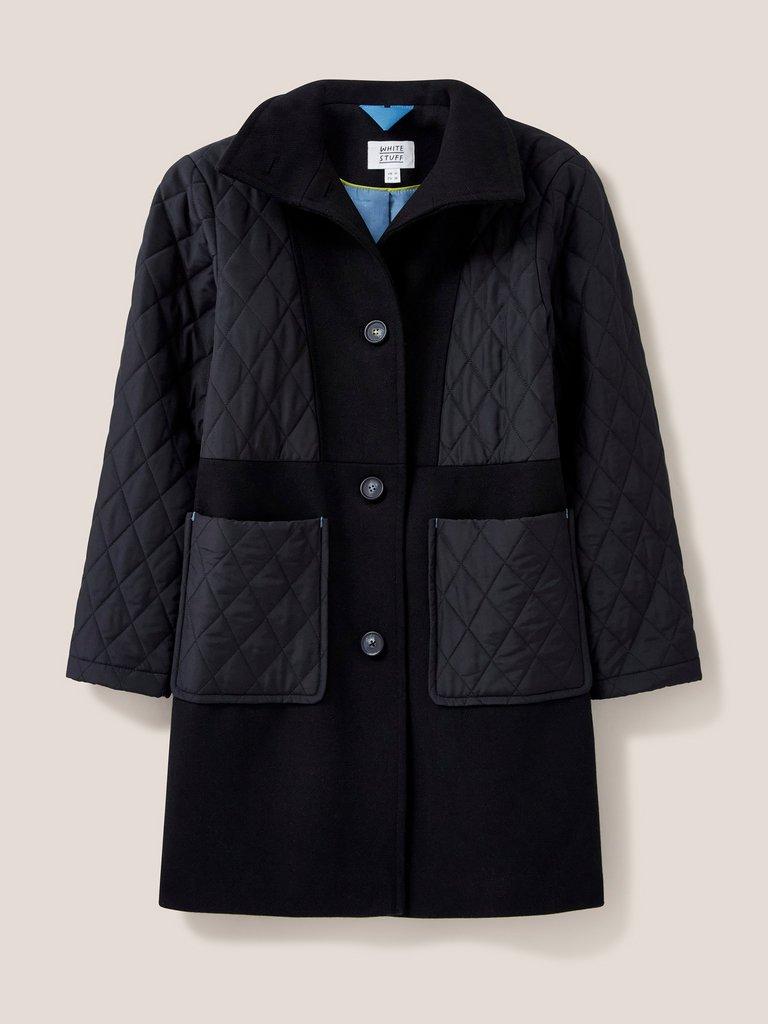 Karla Fabric Mix Coat in BLK MLT - FLAT FRONT
