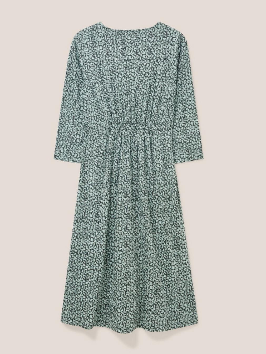 Mia Jersey Dress in GREEN MLT - FLAT BACK