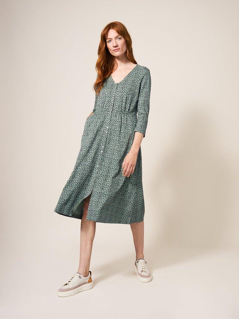 Mia Jersey Dress in GREEN MLT - LIFESTYLE