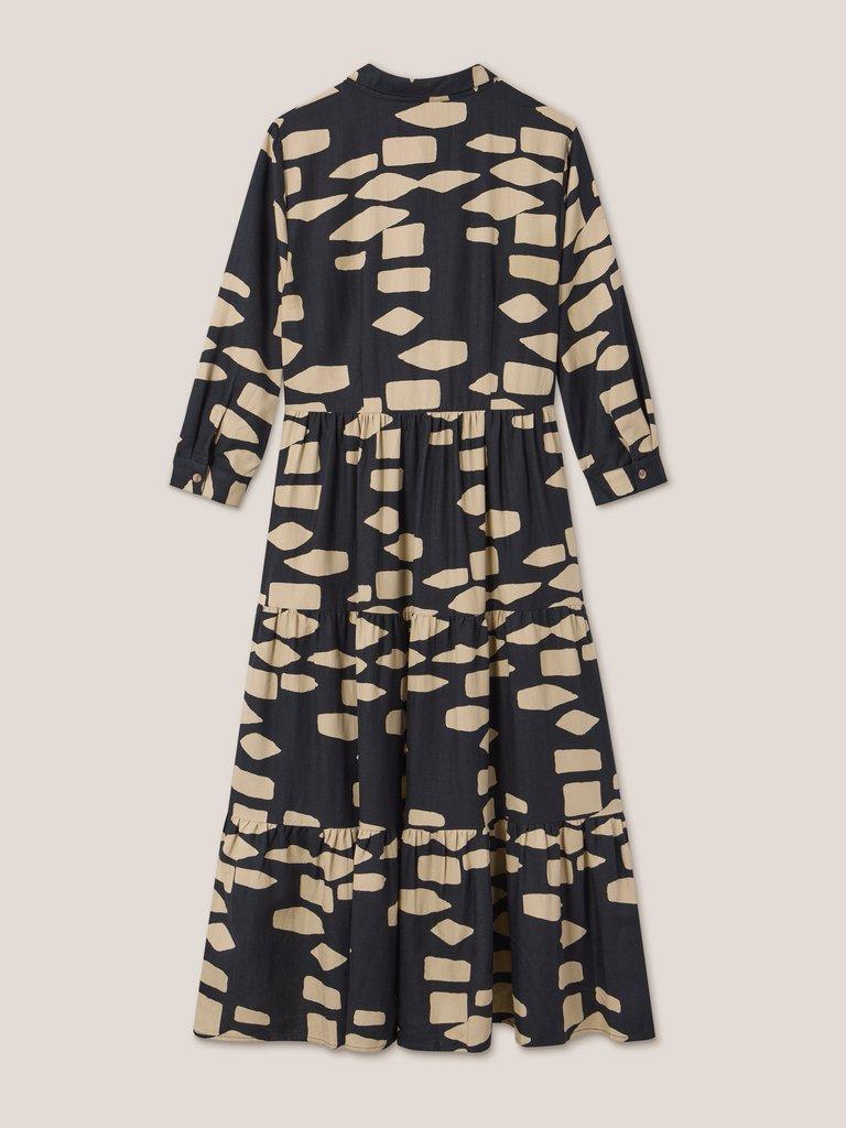 Maya Tiered Shirt Dress in BLK PR - FLAT BACK